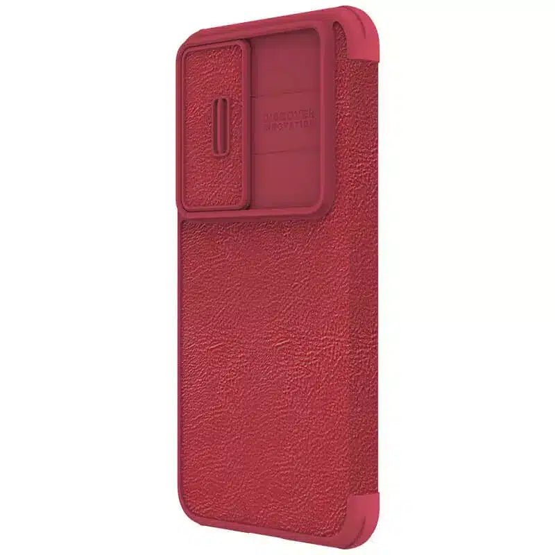Nillkin Qin Leather Pro preklopna maska sa štitnikom za kameru za Samsung Galaxy S23 – crvena