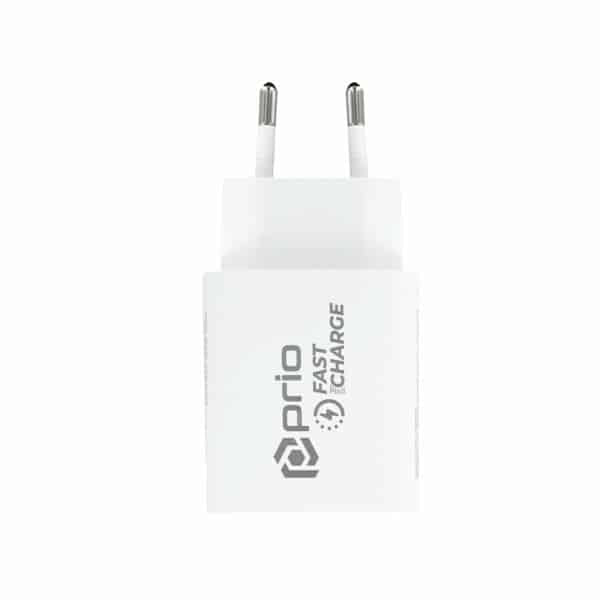 Prio Fast Charge zidni punjač 20W PD (USB C) + QC 3.0 (USB A) bijeli