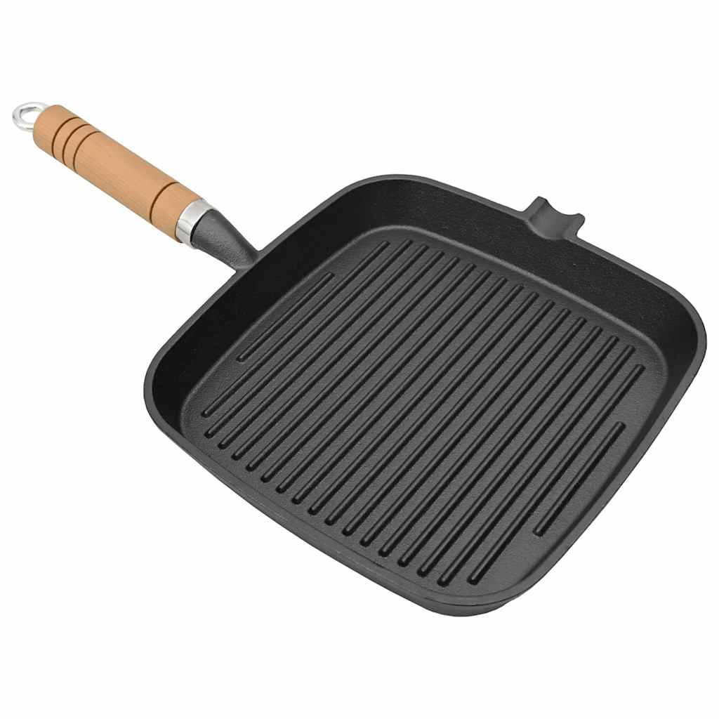 Grill Tava s Drvenom Ručkom Lijevano Željezo 20x20 cm