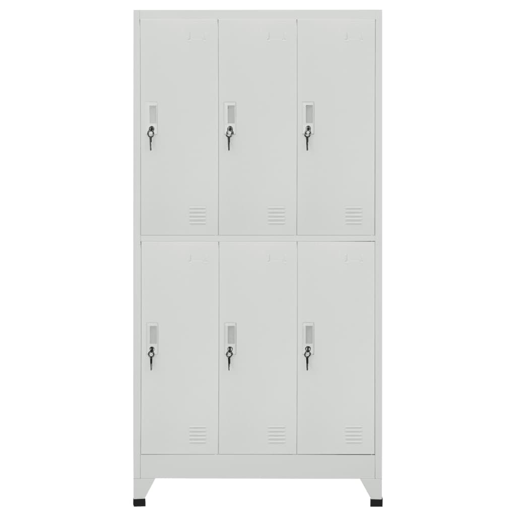 Ormarić s ključem i 6 pretinaca čelični 90 x 45 x 180 cm sivi