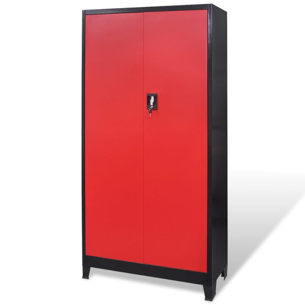 Ormar za Alat s 2 Vrata Čelični 90x40x180 cm Crno-Crveni