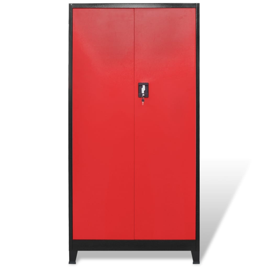Ormar za Alat s 2 Vrata Čelični 90x40x180 cm Crno-Crveni