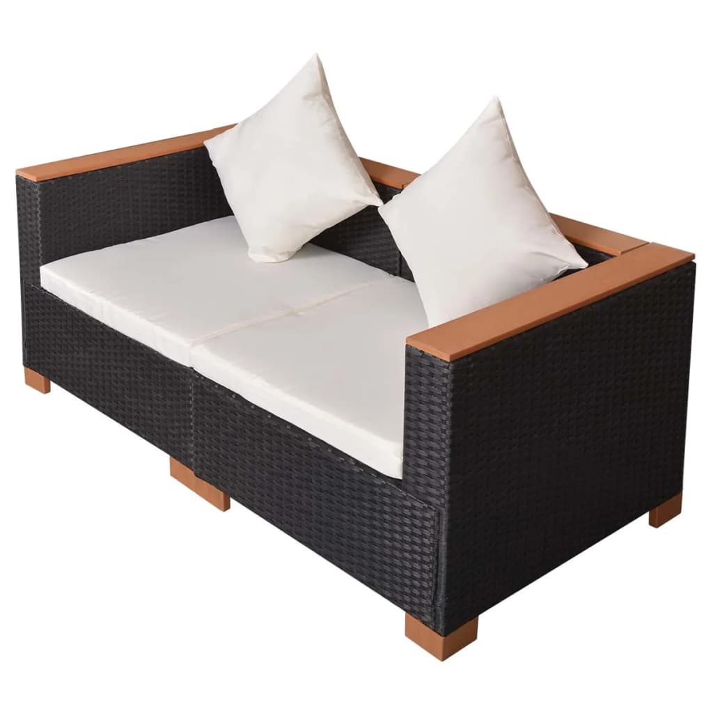 Vrtna sofa od poliratana crna