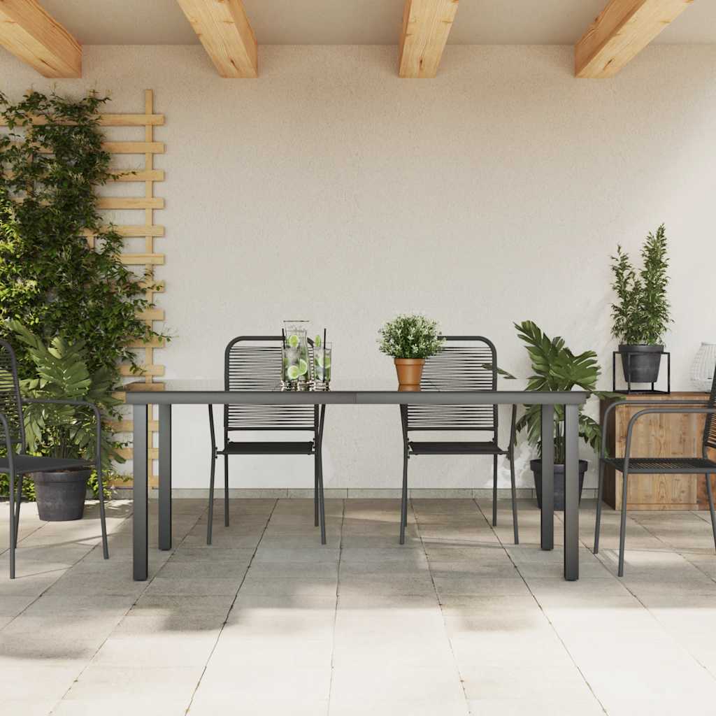 Vrtni stol crni 190 x 90 x 74 cm aluminijum i staklo