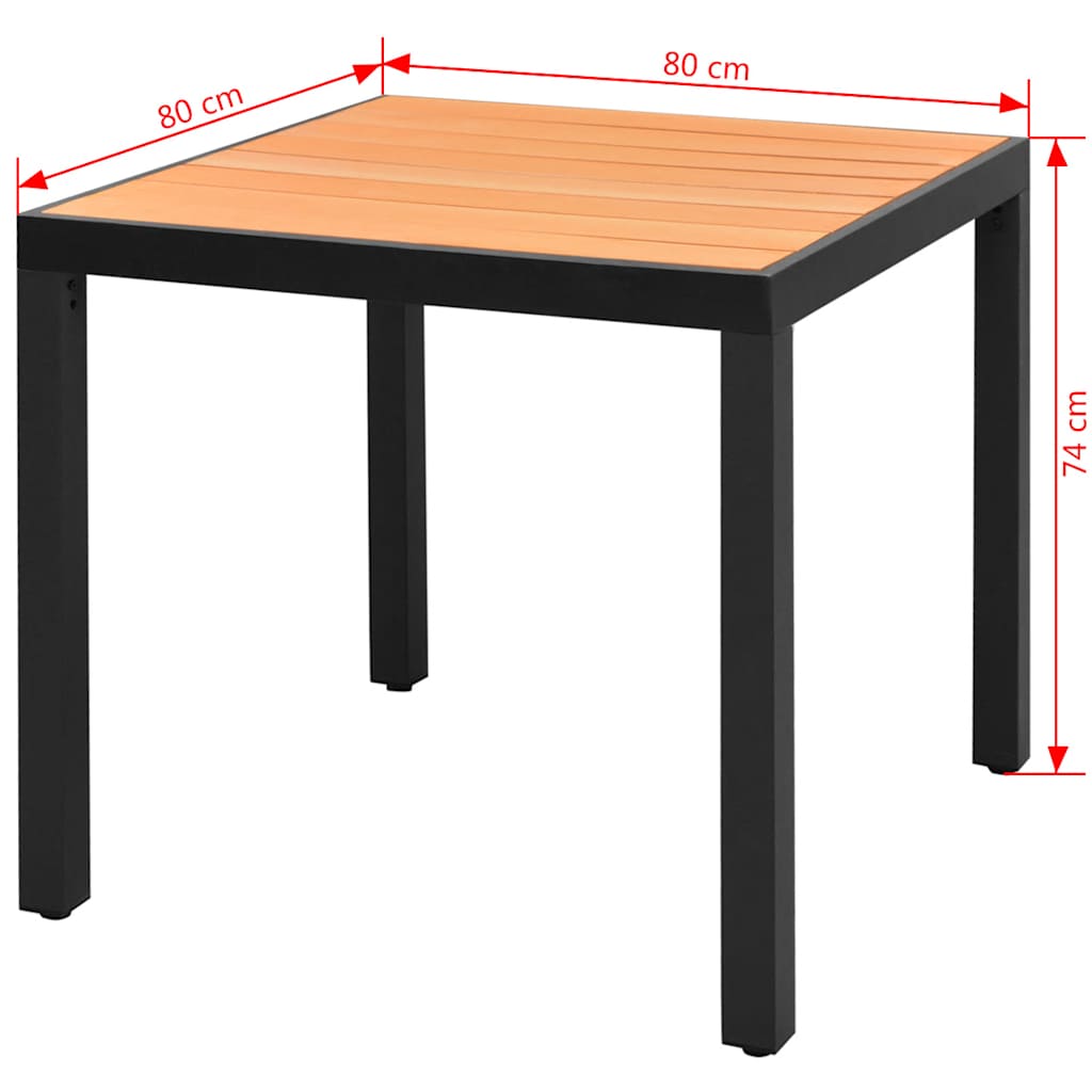 Vrtni stol smeđi 80 x 80 x 74 cm aluminijum i WPC