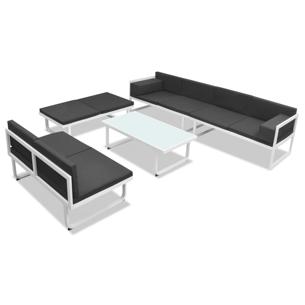 5-dijelna vrtna garnitura od aluminija i tekstilena crna