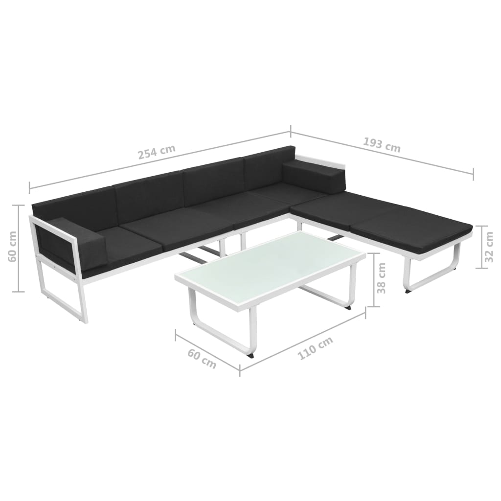 4-Dijelna vrtna garnitura s jastucima aluminijska crna