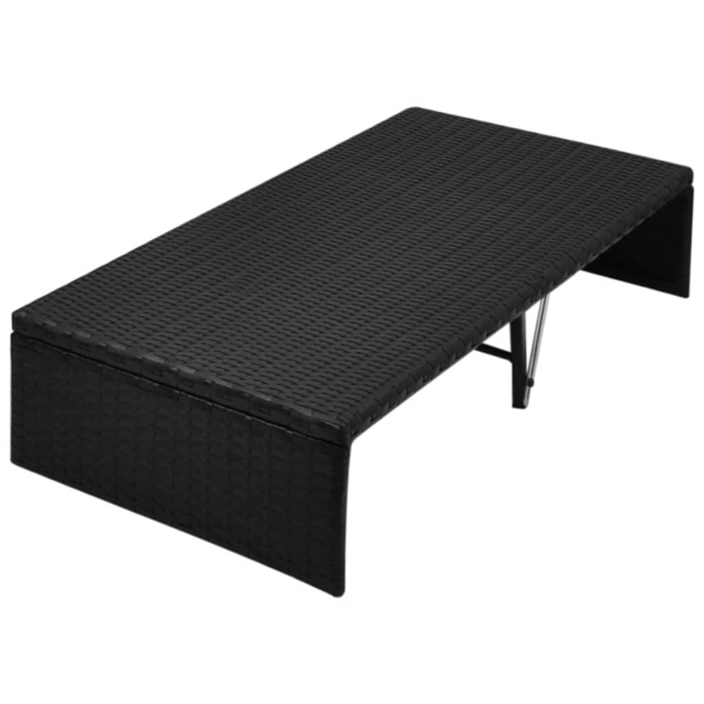 Vrtni krevet s baldahinom crni 190 x 130 cm poliratan