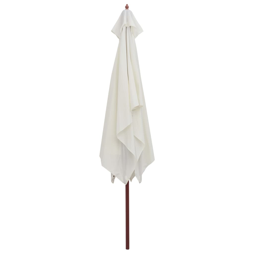 Suncobran 200 x 300 cm s drvenim stupom krem bijeli
