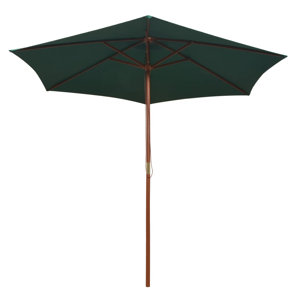 Suncobran 270 x 270 cm s drvenim stupom zeleni