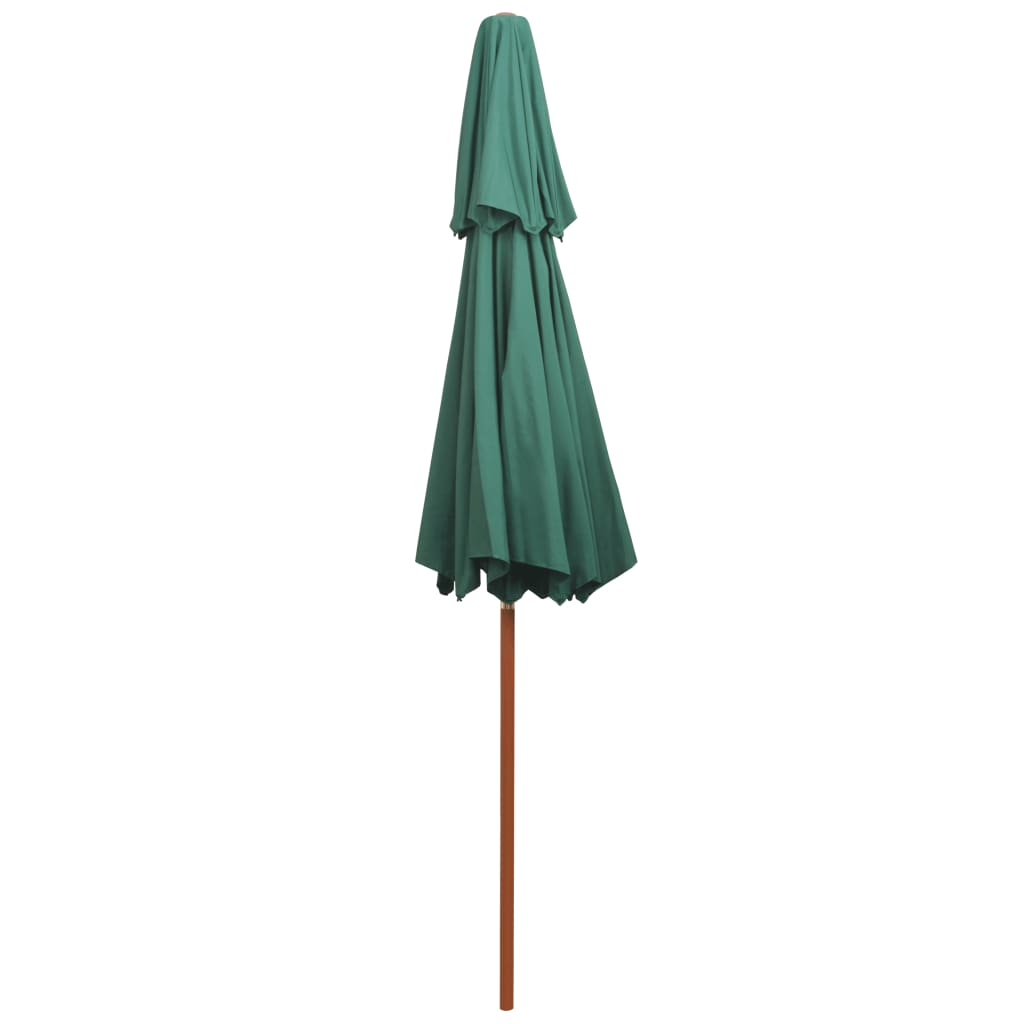 Dvoslojni suncobran 270 x 270 cm s drvenim stupom zeleni