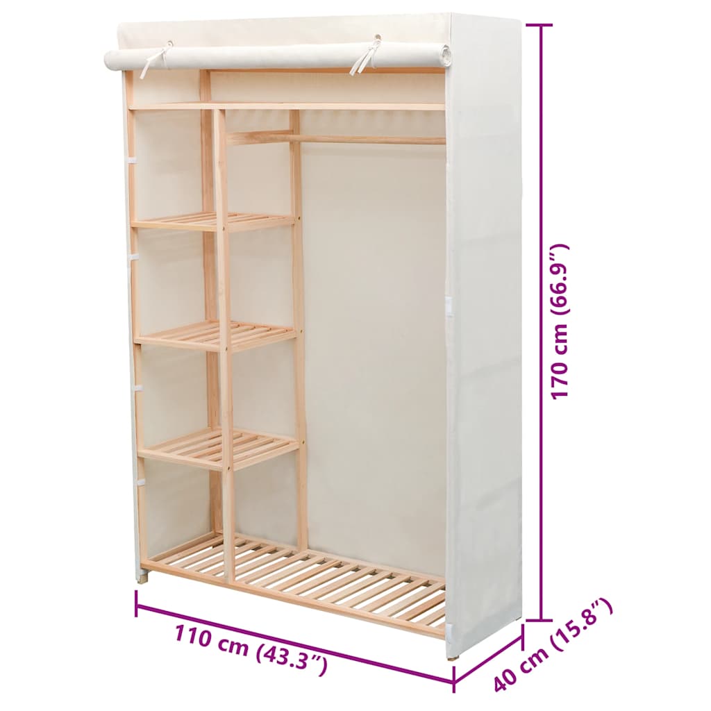 Garderobni Ormar od Tekstila i Borovine 110x40x170 cm