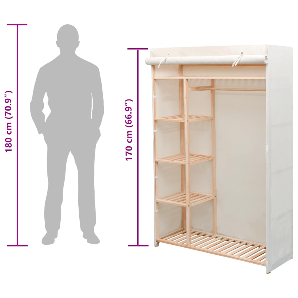Garderobni Ormar od Tekstila i Borovine 110x40x170 cm