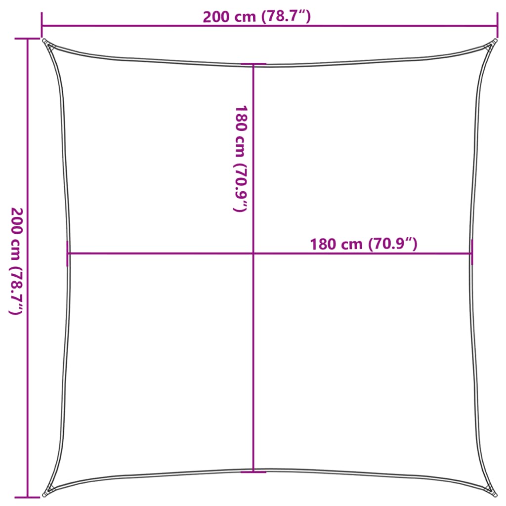 Jedro za zaštitu od sunca HDPE četvrtasto 2 x 2 m antracit
