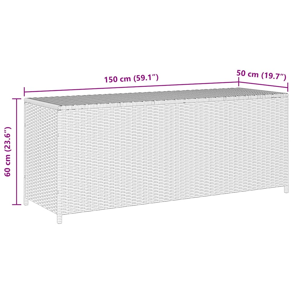 Vrtna kutija za pohranu crna 150 x 50 x 60 cm poliratan
