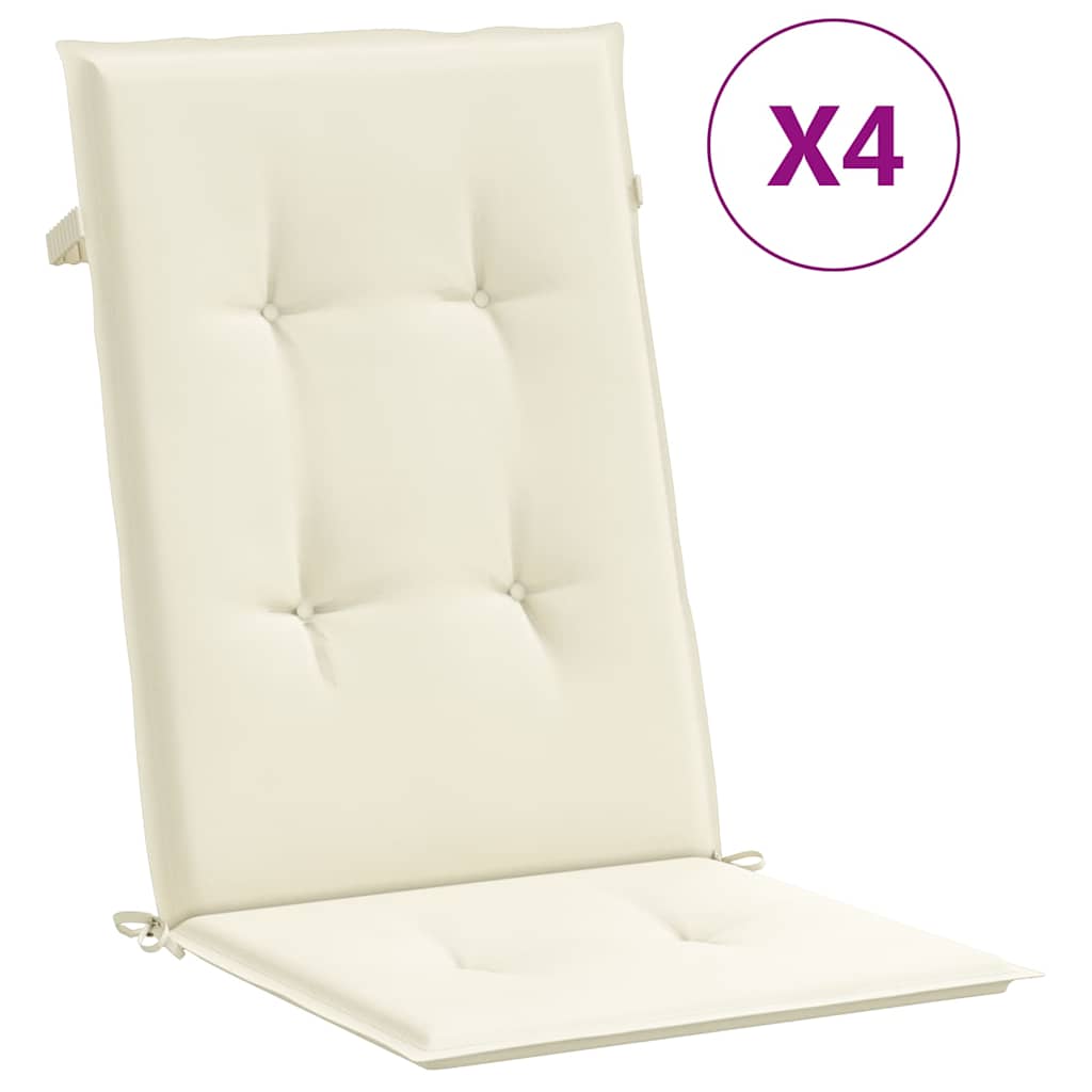 Jastuci za vrtne stolice 4 kom krem 120 x 50 x 2 cm od tkanine