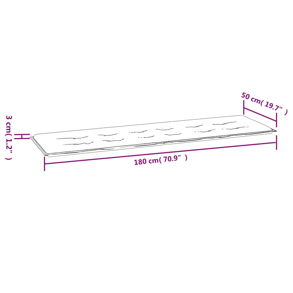 Jastuk za vrtnu klupu sivi 180 x 50 x 3 cm od tkanine Oxford