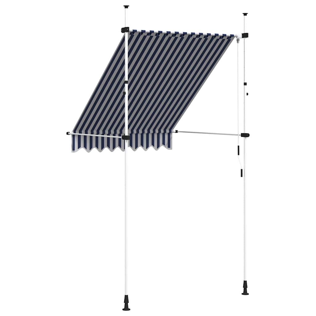 Tenda na ručno uvlačenje 150 cm plavo-bijela prugasta