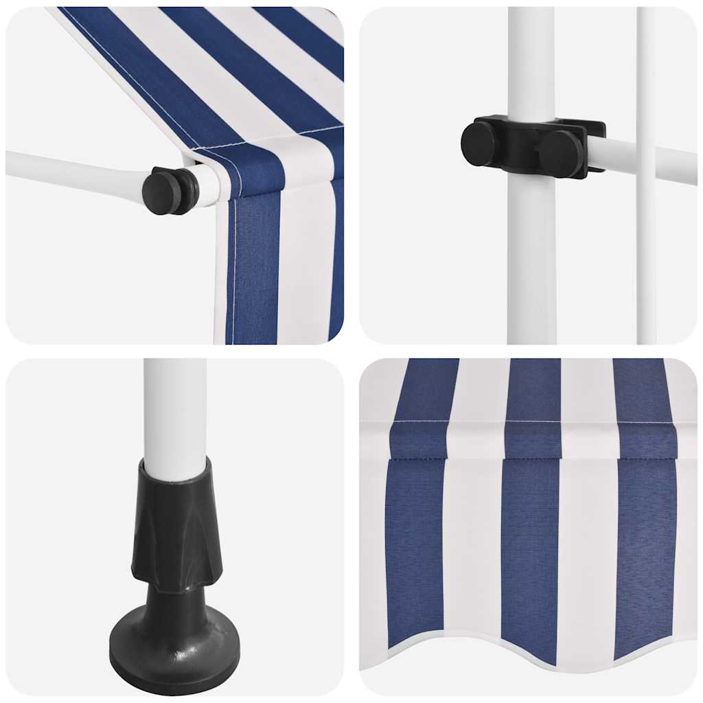 Tenda na ručno uvlačenje 150 cm plavo-bijela prugasta