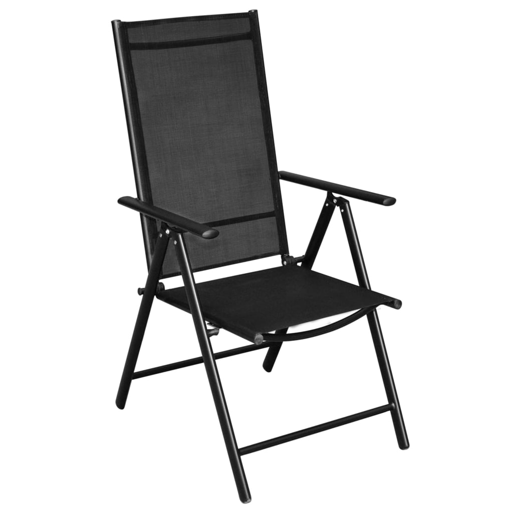 9-dijelni sklopivi vrtni blagovaonski set od aluminija crni