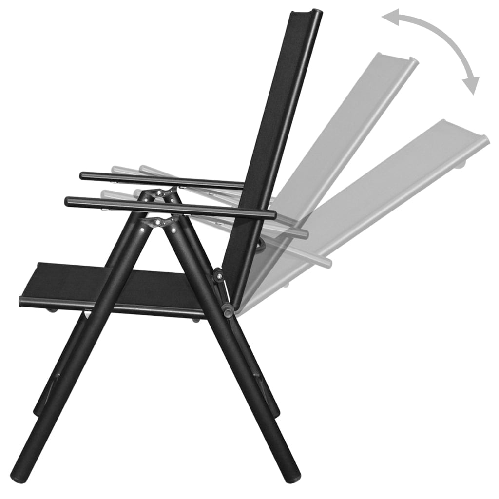 9-dijelni sklopivi vrtni blagovaonski set od aluminija crni