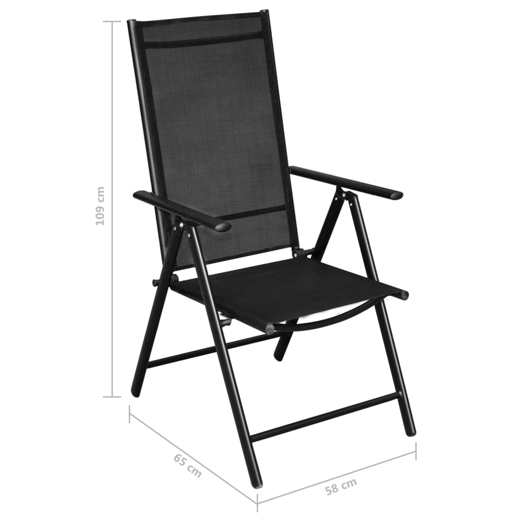 9-dijelni sklopivi vrtni blagovaonski set od aluminija crni