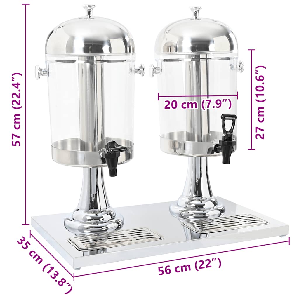 Dvostruki Dispenzer za Sok Nehrđajući Čelik 2 x 8 L