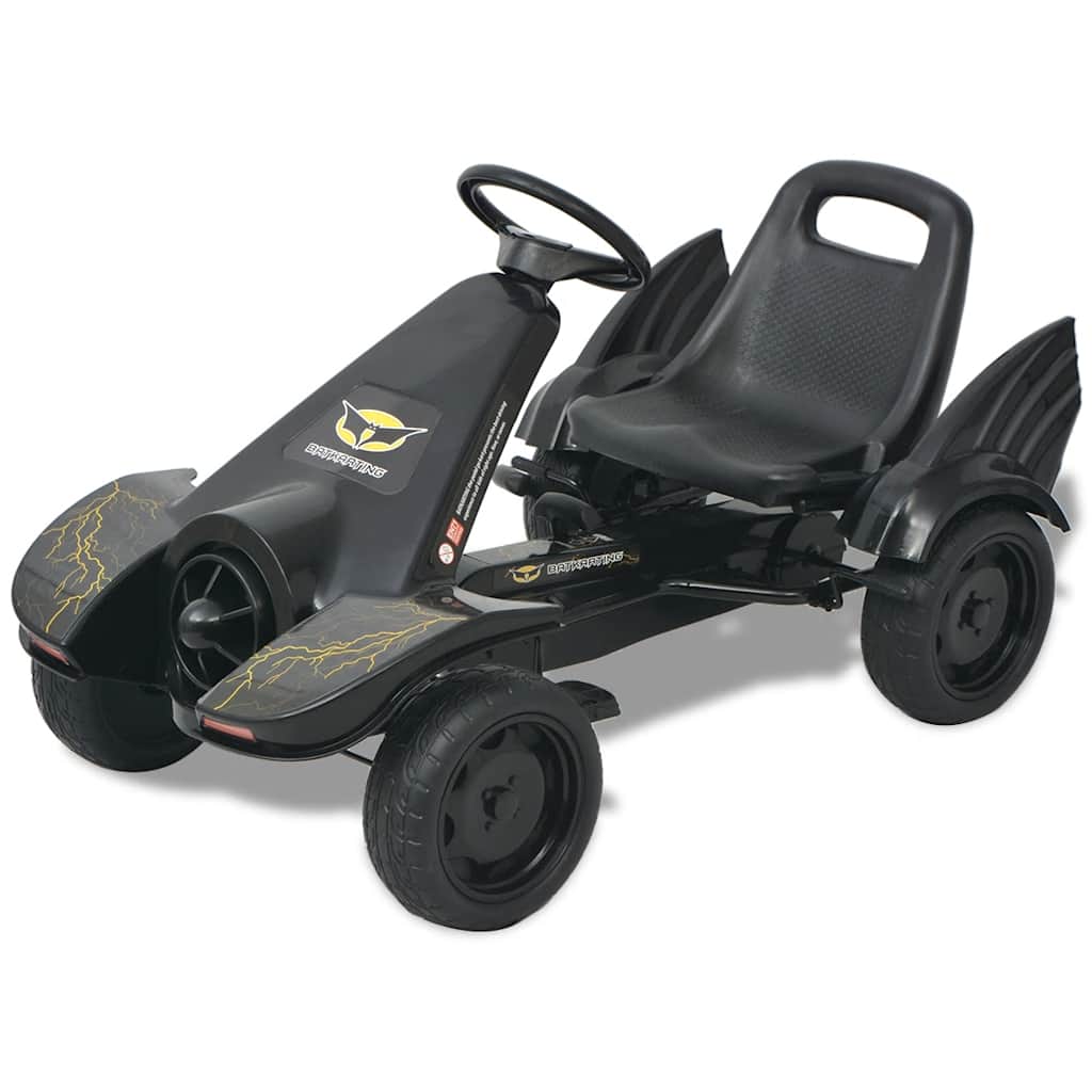 Go Kart sa Pedalama i Podesivim Sjedalom Crni