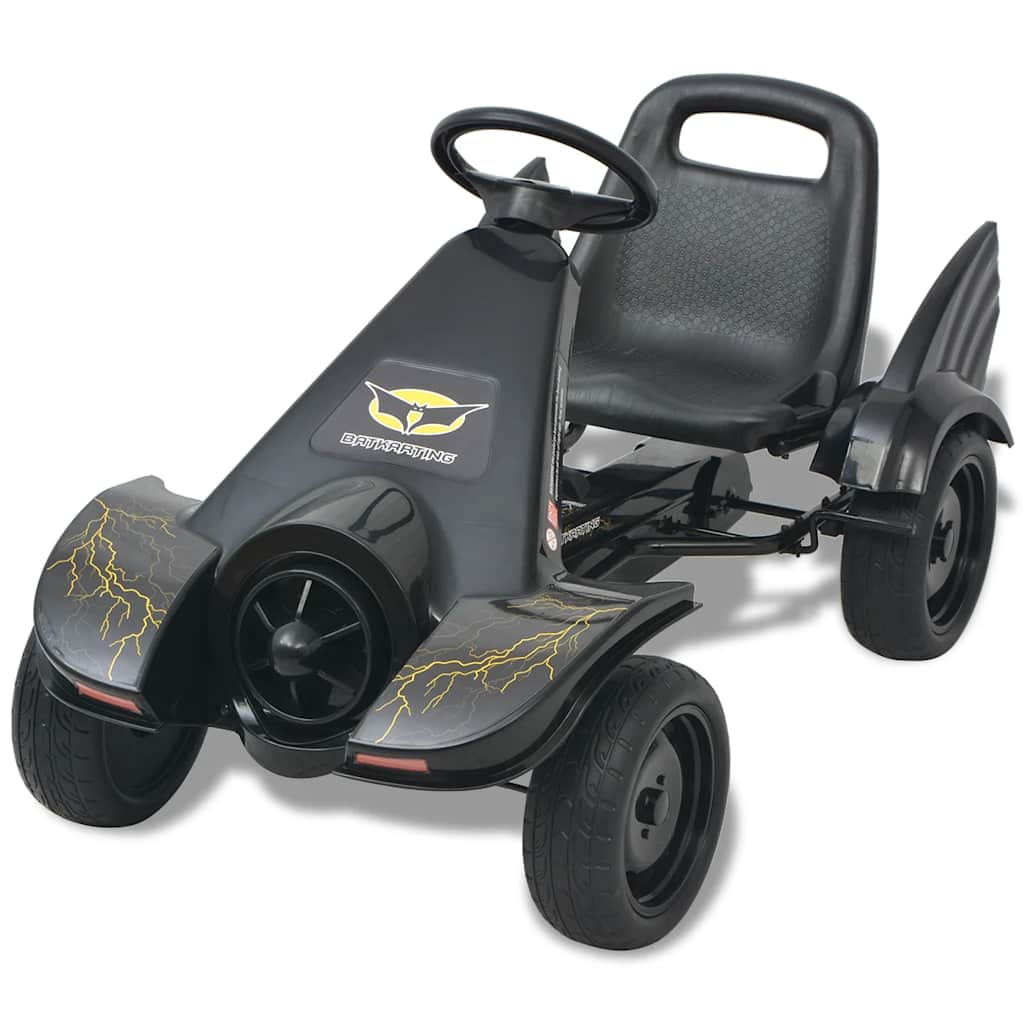 Go Kart sa Pedalama i Podesivim Sjedalom Crni