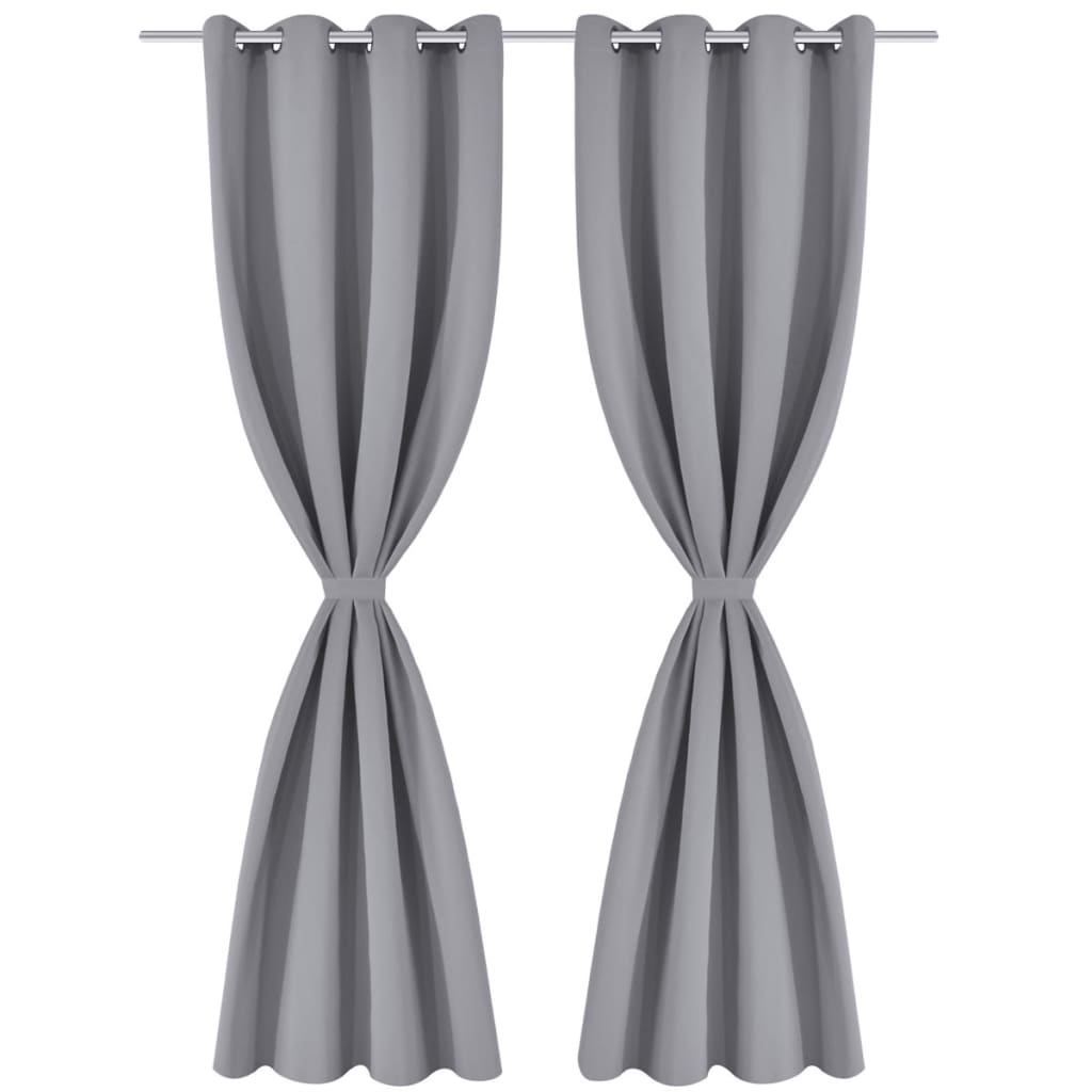 Zavjesa za Zamračivanje s Metalnim Prstenovima 2 kom 135x175 cm Siva