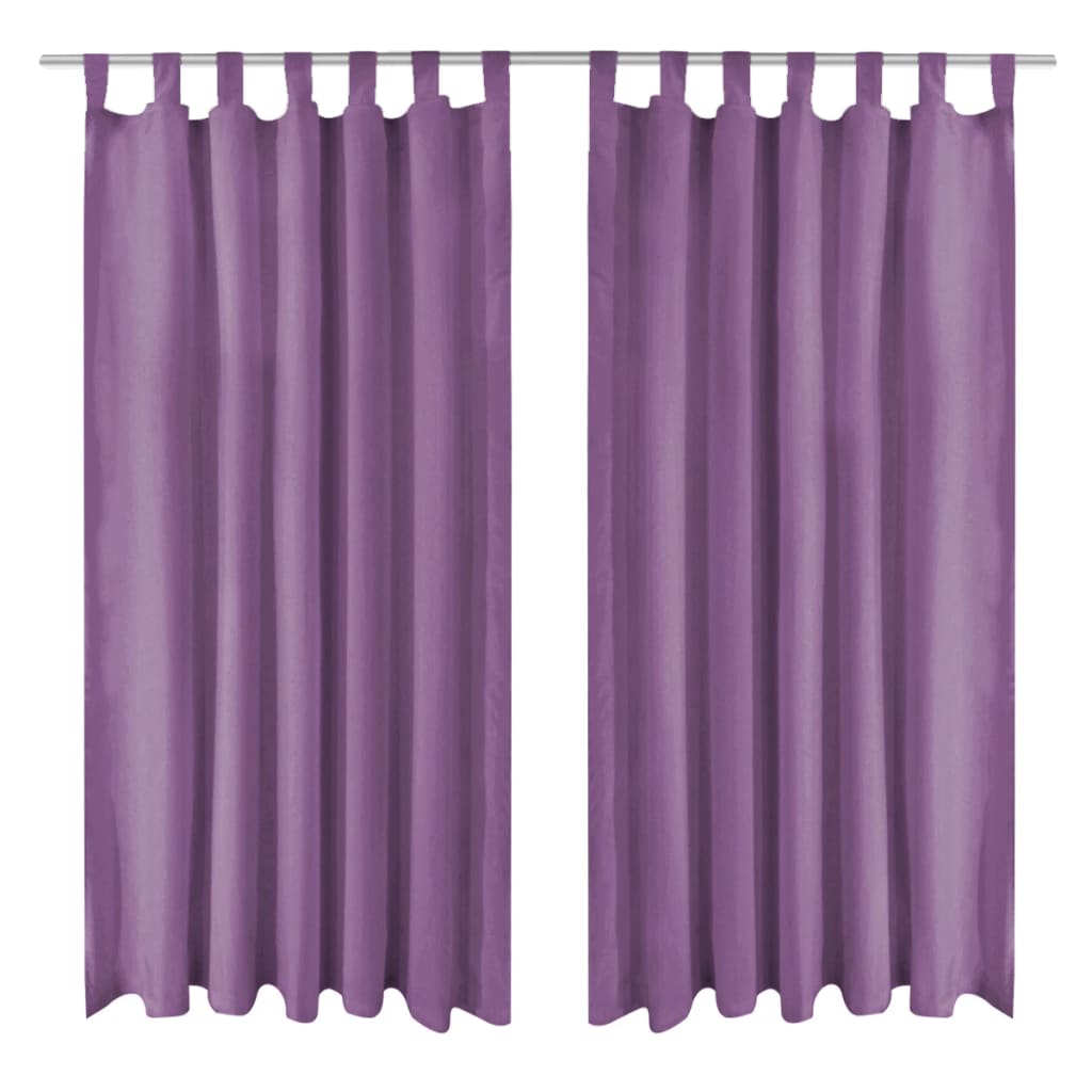 Mikro Satenske Zavjese 2 kom s Tregerima 140x225 cm Lila