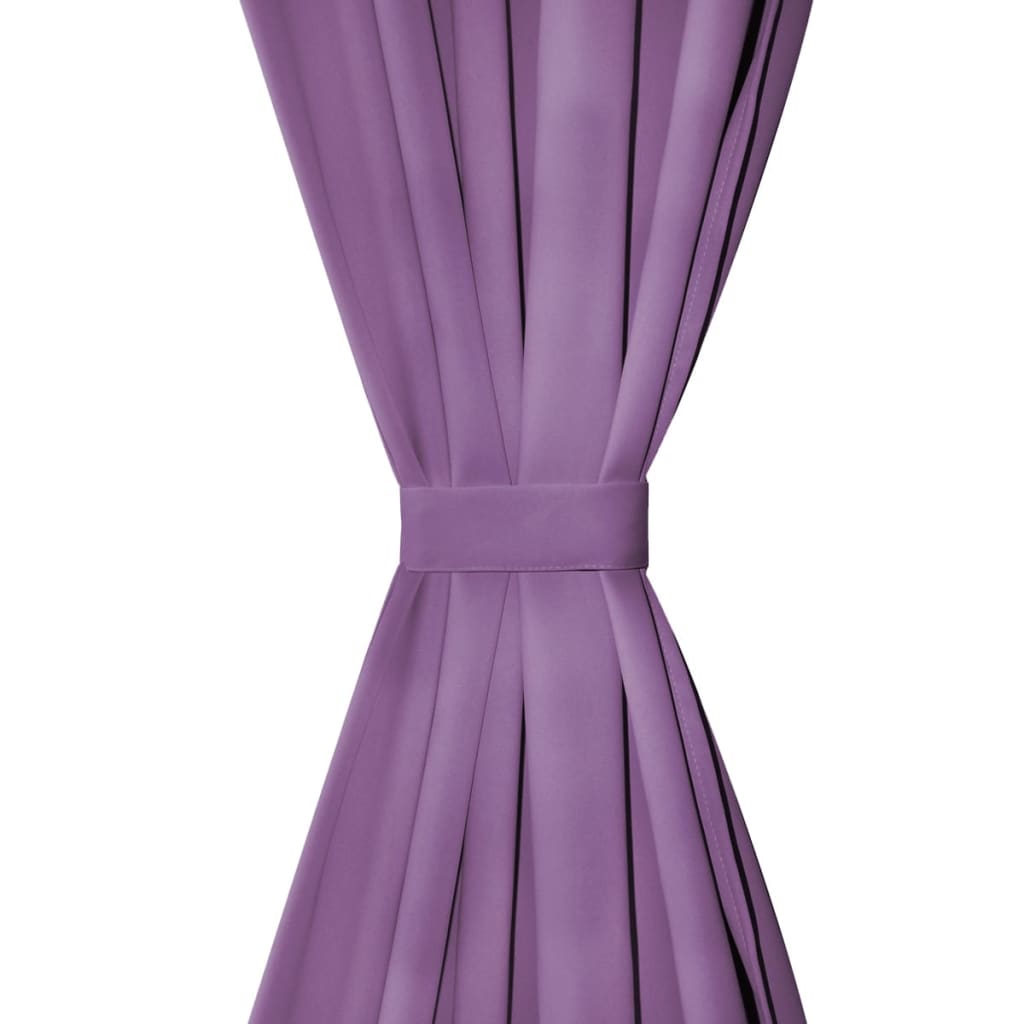 Mikro Satenske Zavjese 2 kom s Tregerima 140x225 cm Lila