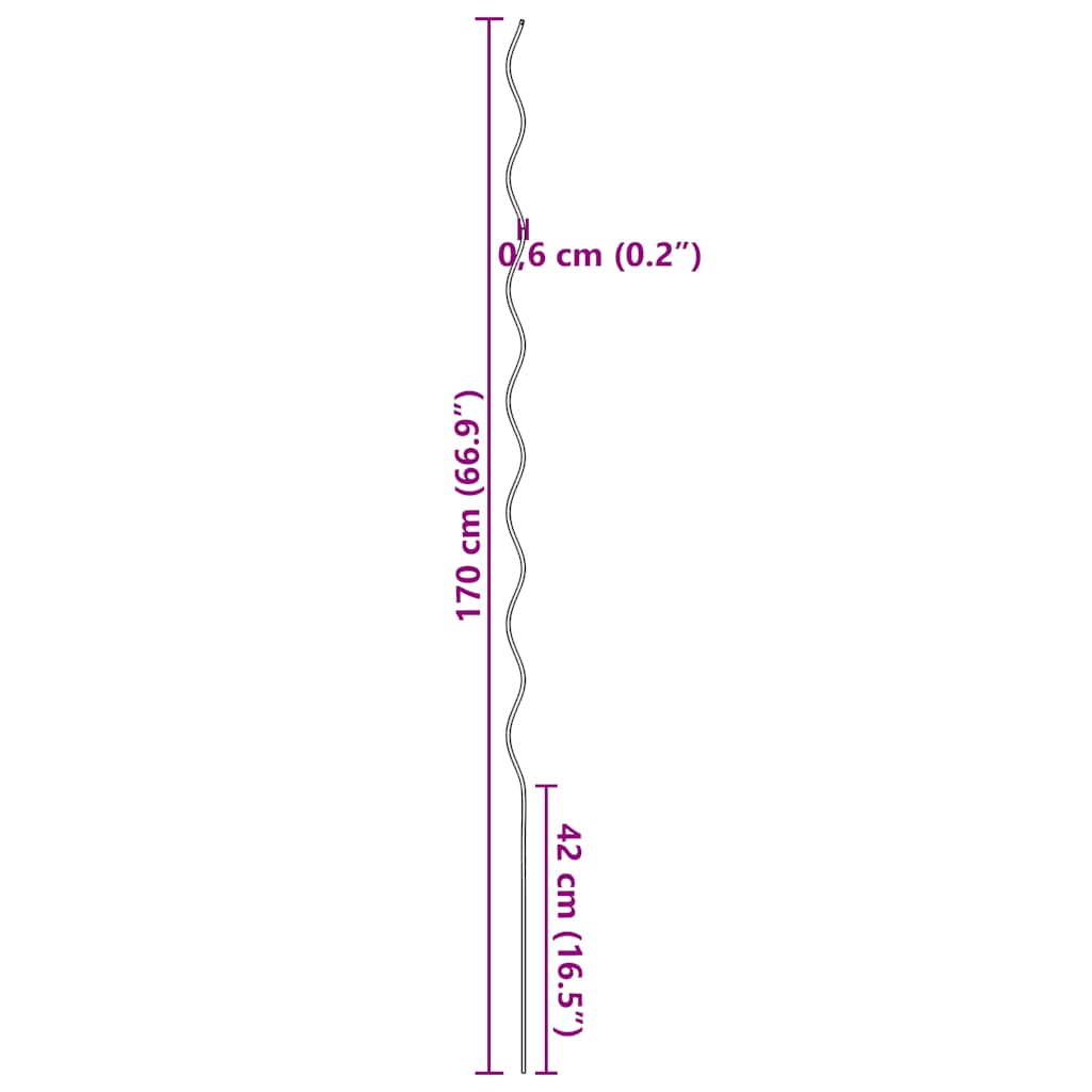 5 kom Spiralni Potporanj za Biljke 170 cm Pocinčani Čelik