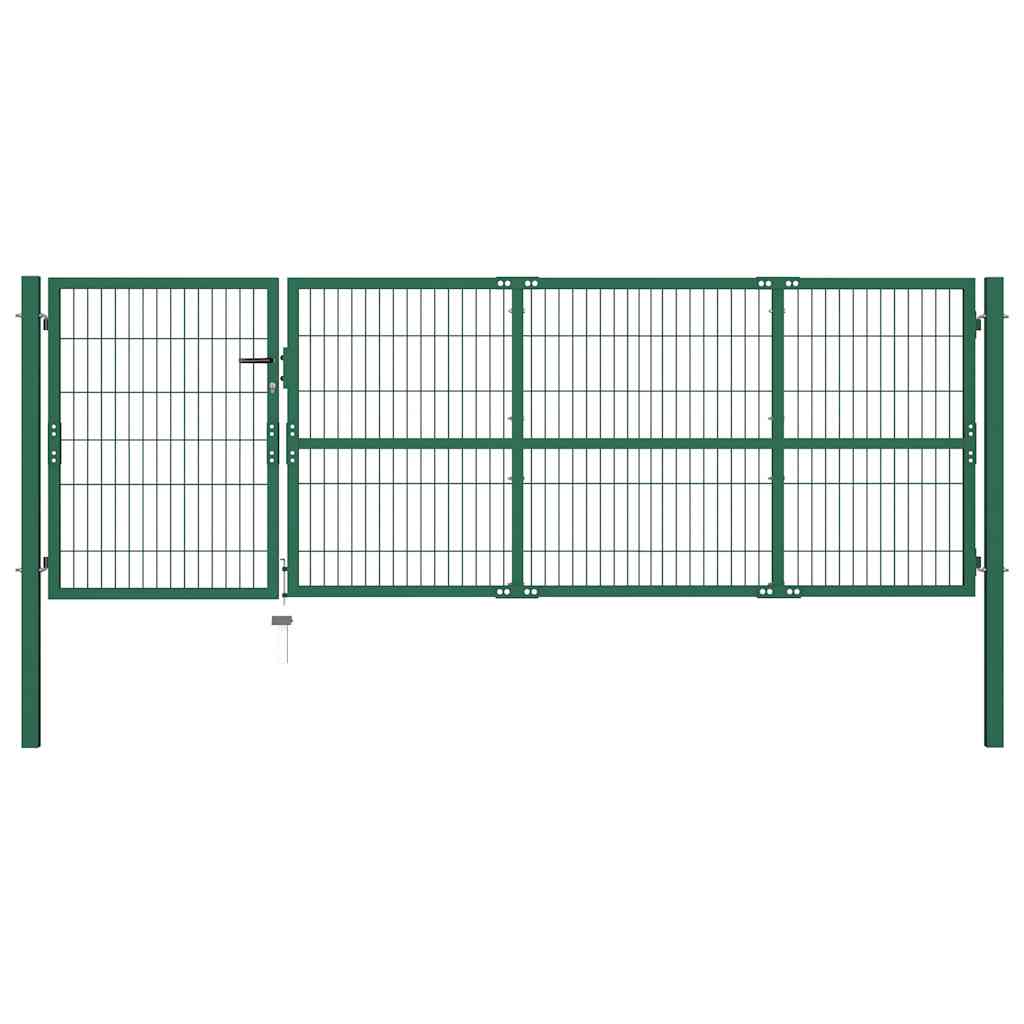 Vrtna ograda s stupovima 350x100 cm Čelična Zelena