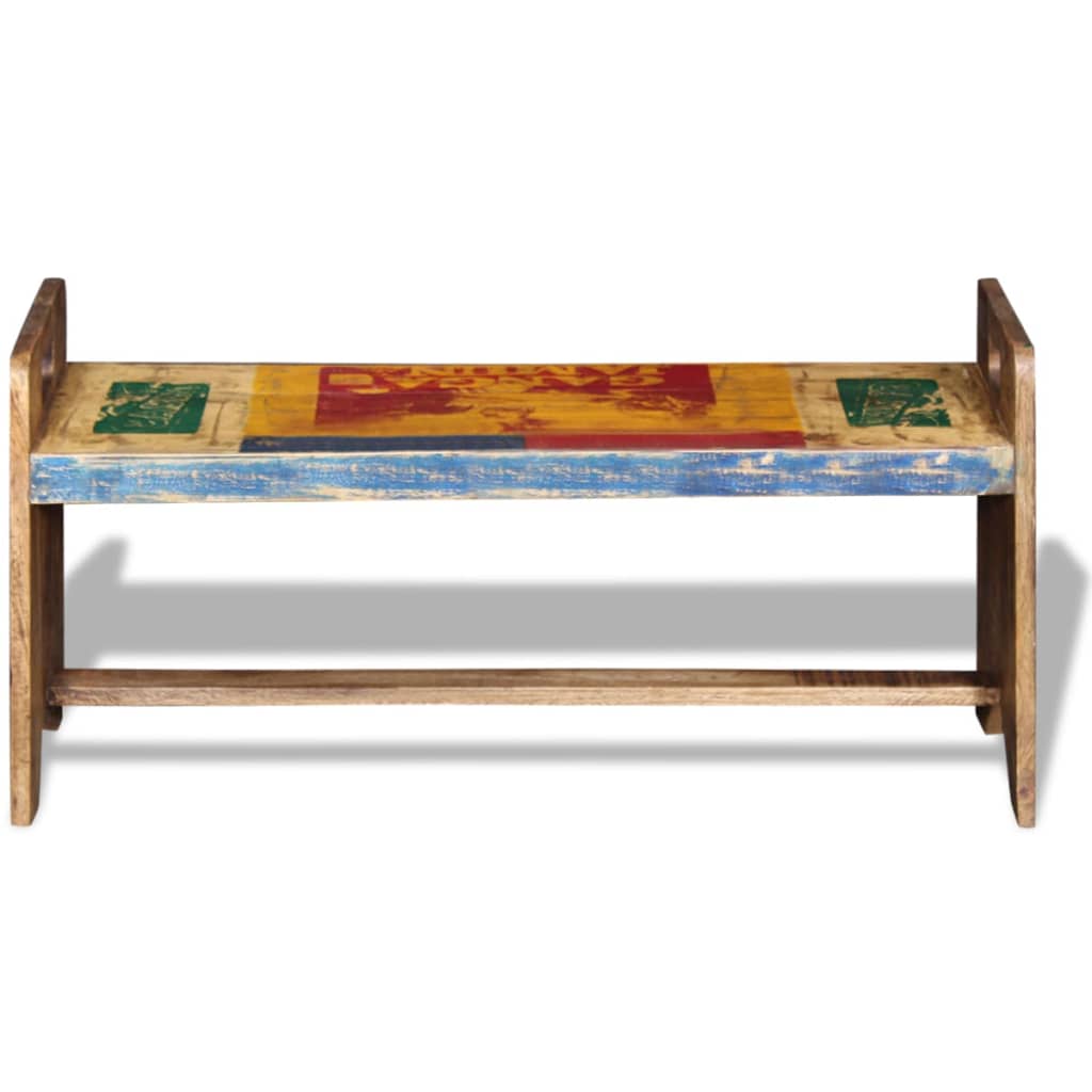 Klupa od masivnog obnovljenog drva 100 x 30 x 50 cm