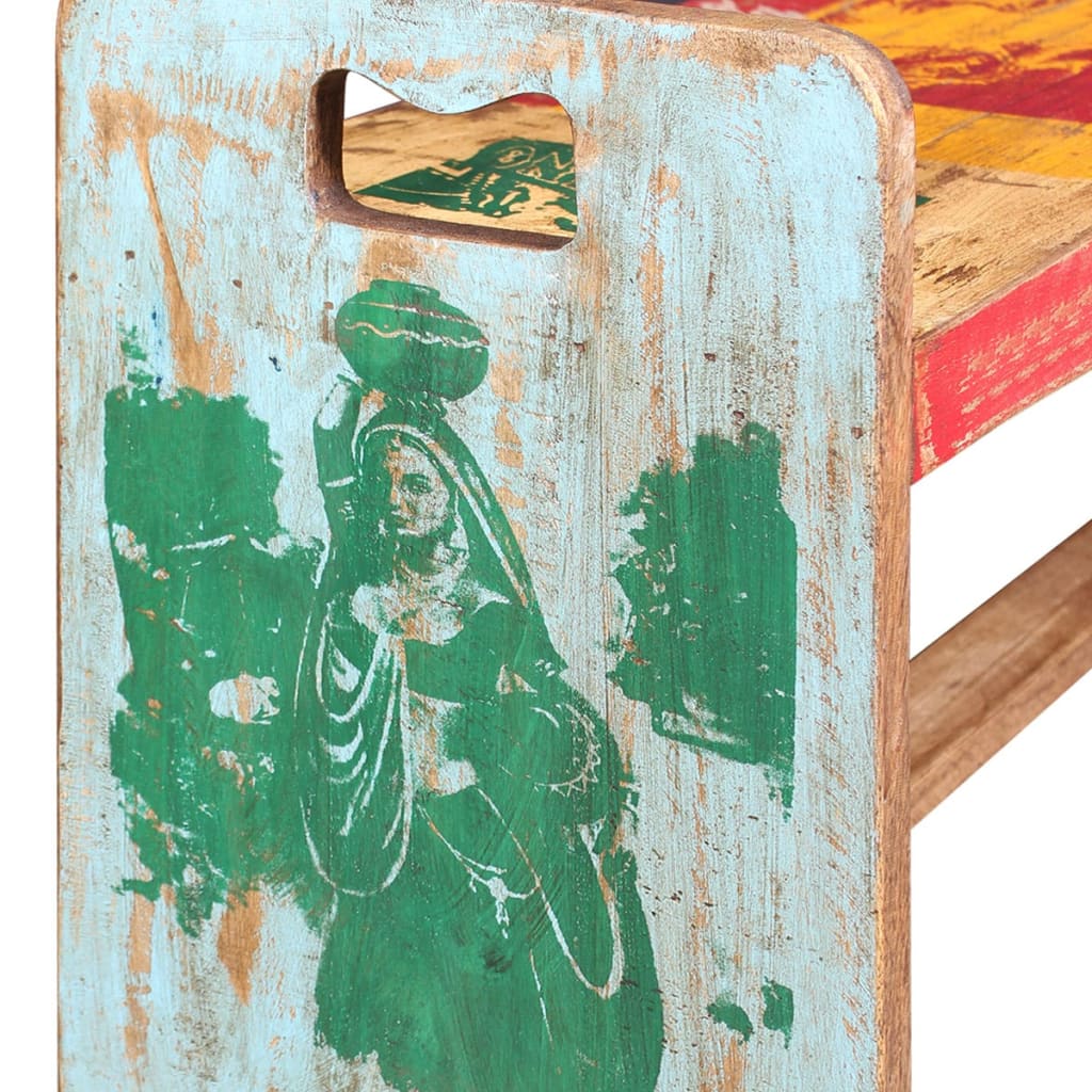 Klupa od masivnog obnovljenog drva 100 x 30 x 50 cm