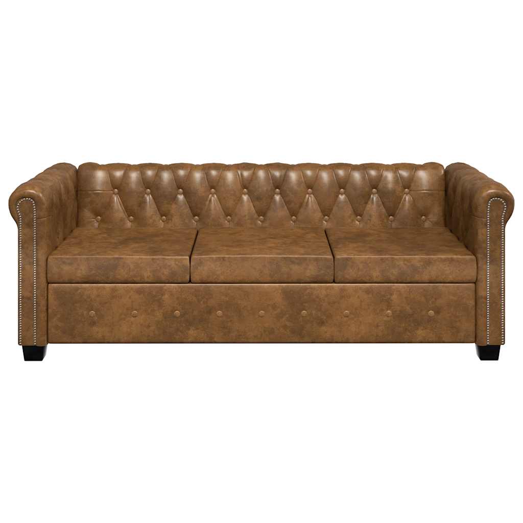 Trosjed Chesterfield od umjetne kože smeđi