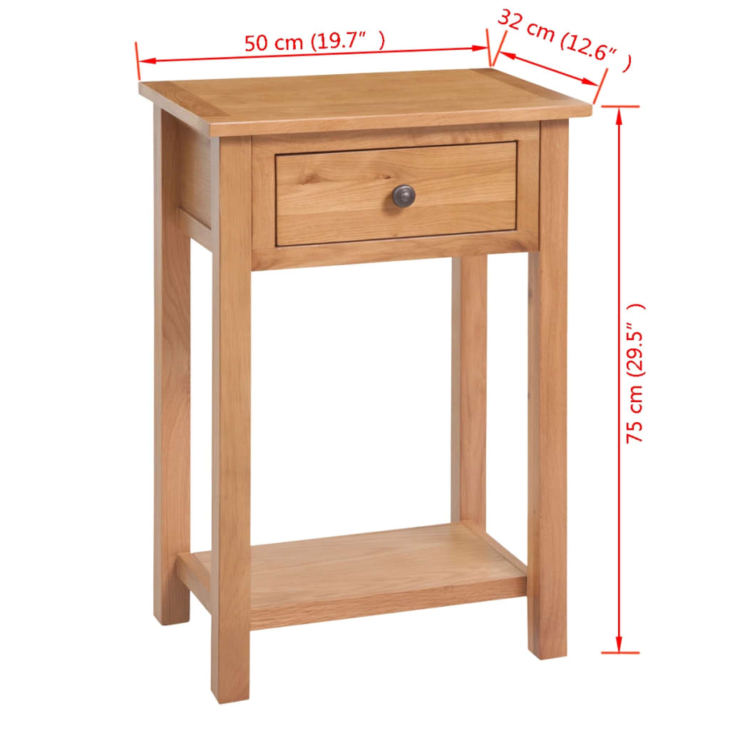 Konzolni stol od masivne hrastovine 50 x 32 x 75 cm