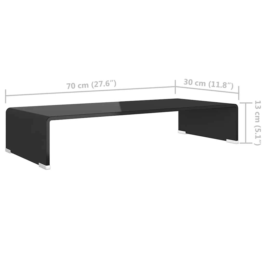 Stalak za TV/Monitor Stakleni Crni 70x30x13 cm