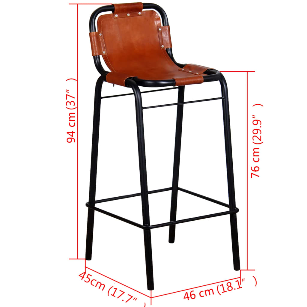 Barski stolci od prave kože 2 kom