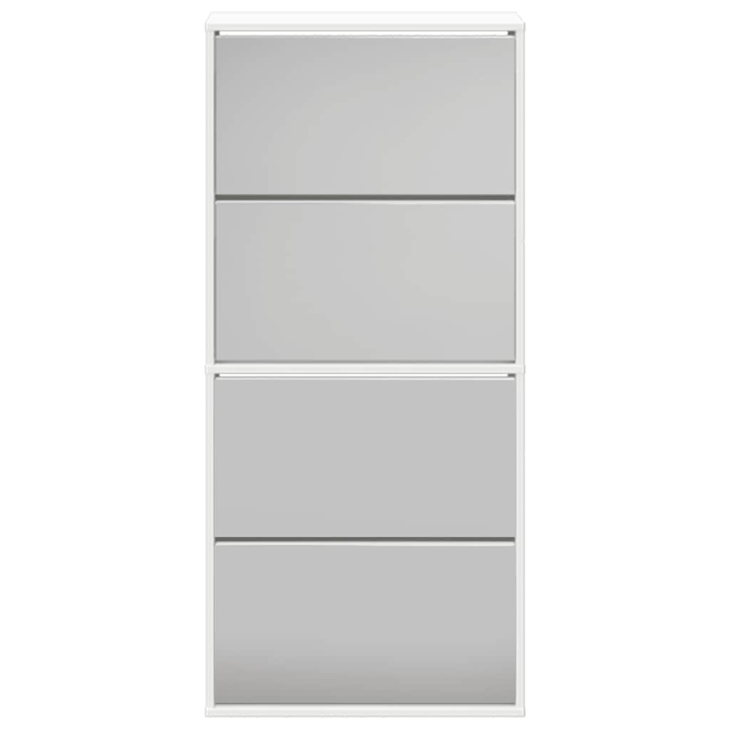 Ormarić za cipele s 4 razine i ogledalom 63x17x134 cm bijeli