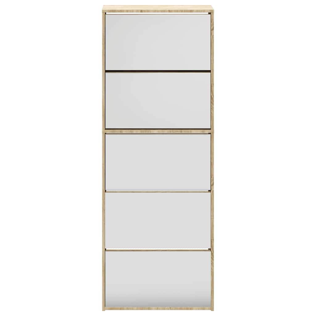 Ormarić za cipele s 5 razina i ogledalom 63x17x169,5 cm hrast