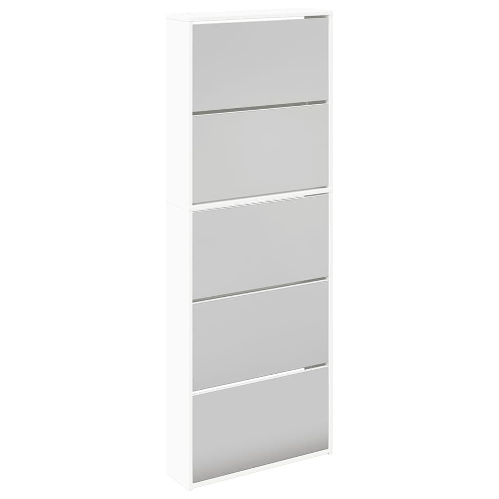 Ormarić za cipele s 5 razina i ogledalom 63x17x169,5 cm bijeli