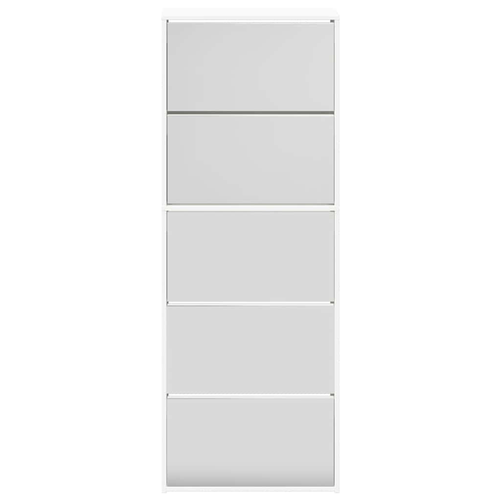 Ormarić za cipele s 5 razina i ogledalom 63x17x169,5 cm bijeli