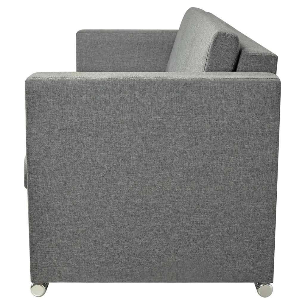 Dvodijelni set sofa od tkanine svijetlosivi
