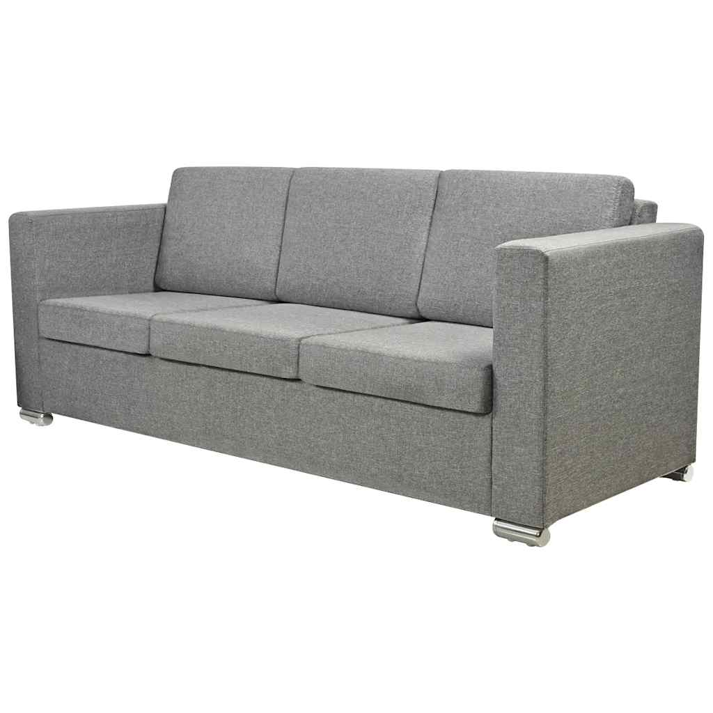 Dvodijelni set sofa od tkanine svijetlosivi