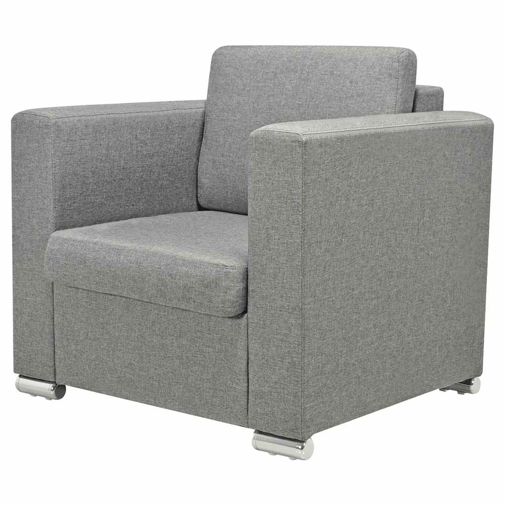 Trodijelni set sofa od tkanine svijetlosivi