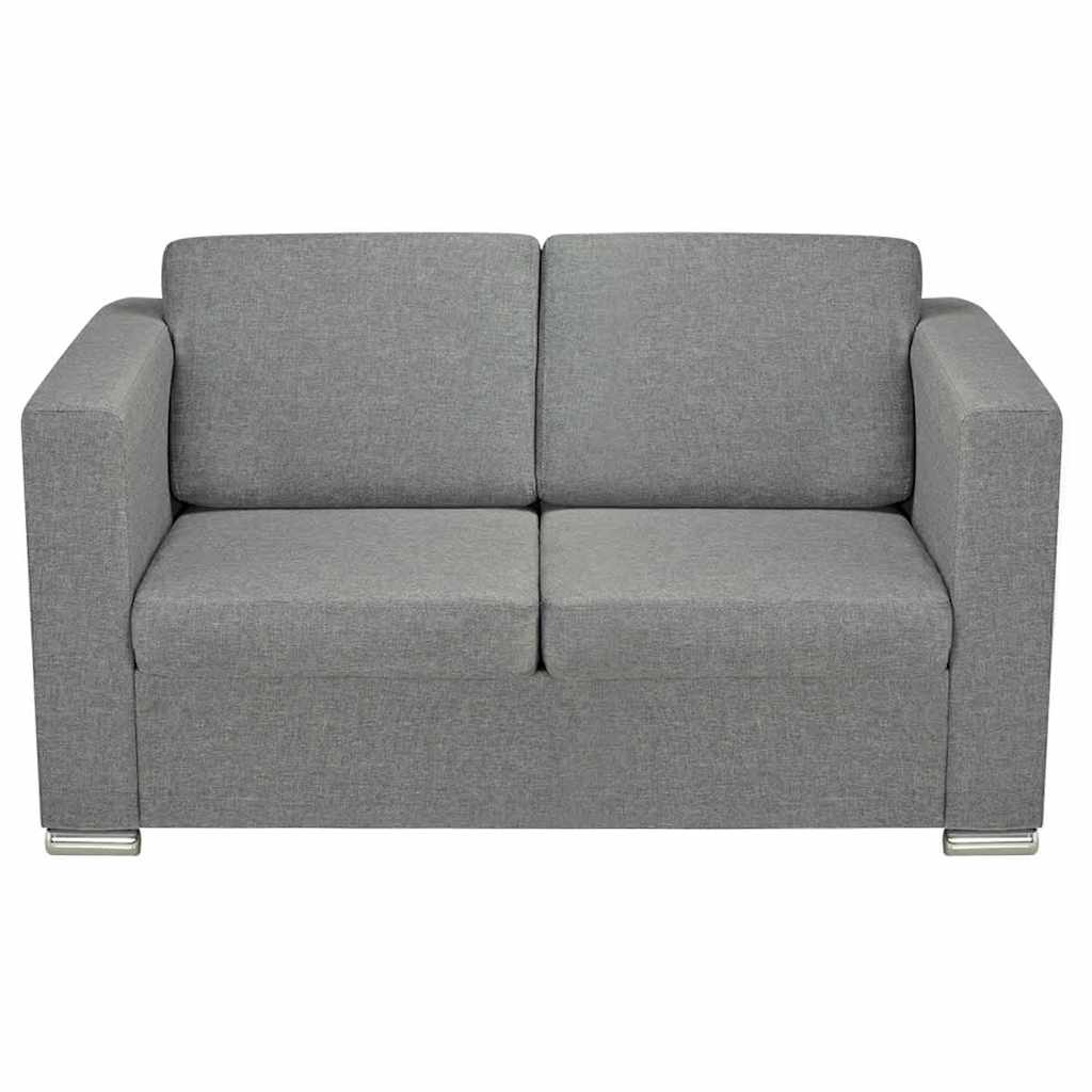 Trodijelni set sofa od tkanine svijetlosivi
