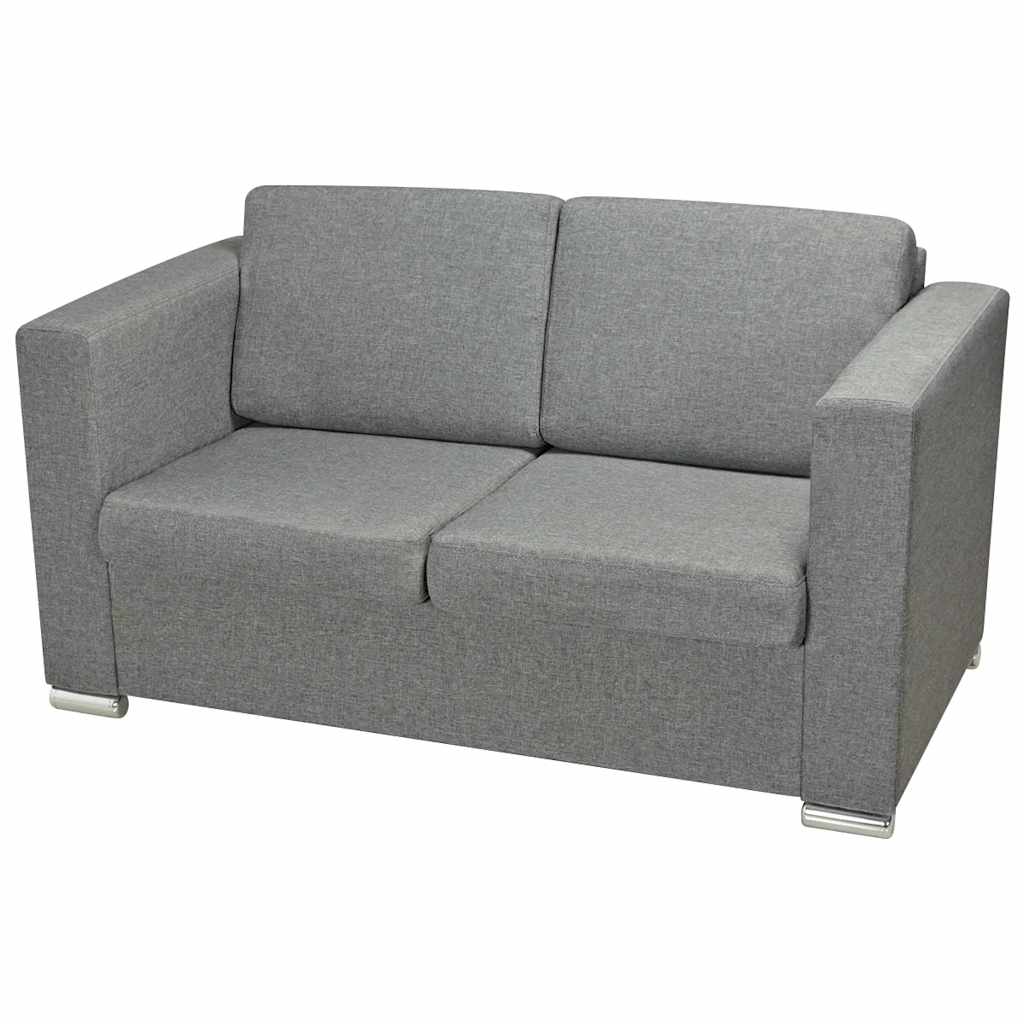 Trodijelni set sofa od tkanine svijetlosivi