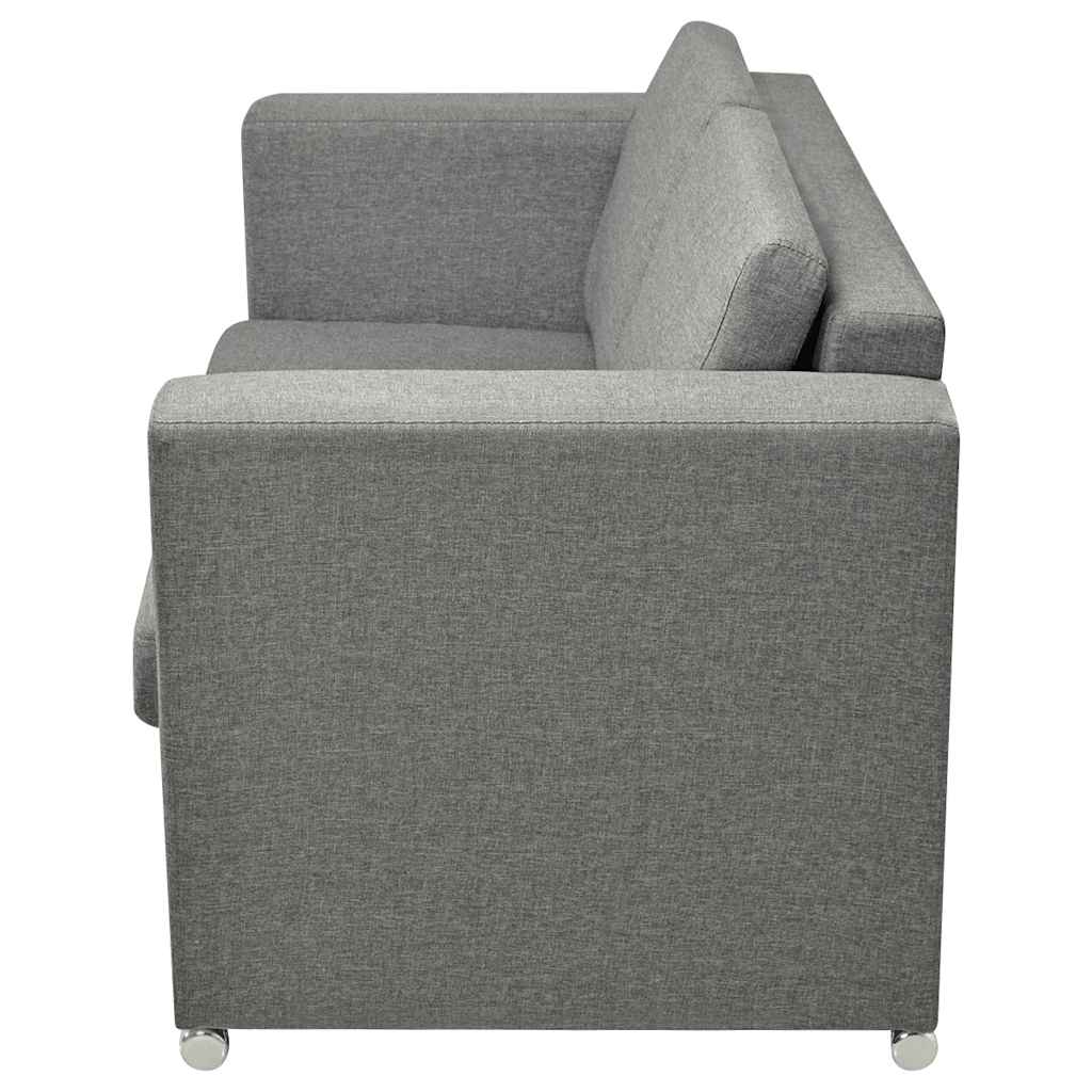 Trodijelni set sofa od tkanine svijetlosivi
